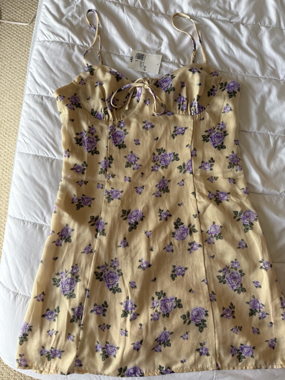 Forever 21 Yellow Dress with Purple Rose Print